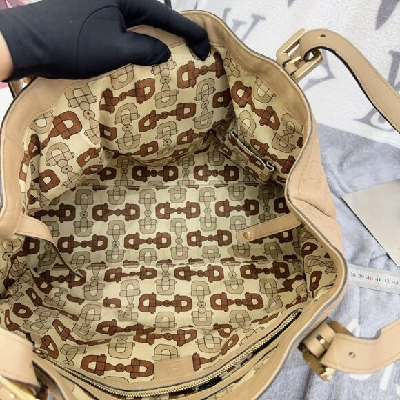 Gucci Beige Leather Medium GG Britt Tote - Picture 7 of 10
